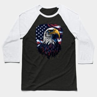 Patriotic Eagle USA American Flag Proud Veteran Baseball T-Shirt